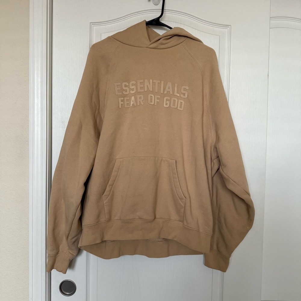 Essentials Fear Of God Tan Hoodie Pullover Jacket Neutral Graphic Logo Designer